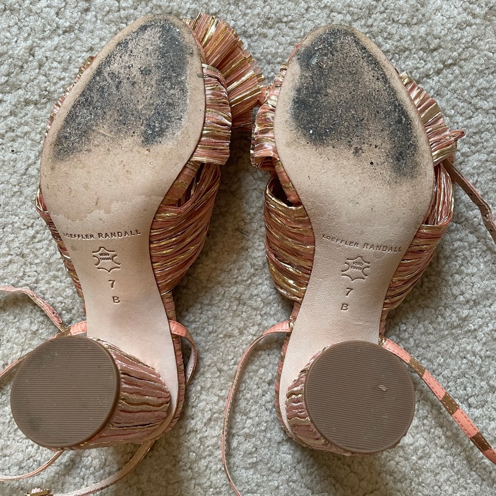 Loeffler Randall Pink Metallic Knotted Slingback Heels - Picture 4 of 5